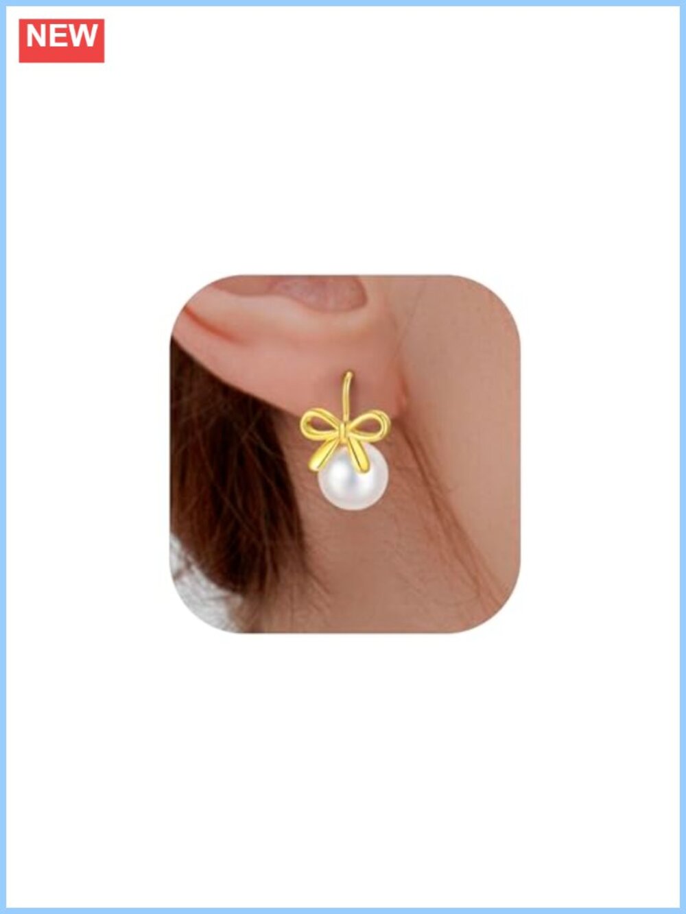 Bow Pearl Drop Earrings 14K Gold Plated Hypoallergenic